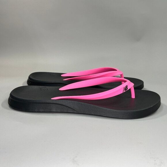 New Balance Sandals Men Size 12 Black & Hot Pink Toe Post Summer Beach Flip Flop - Picture 1 of 10